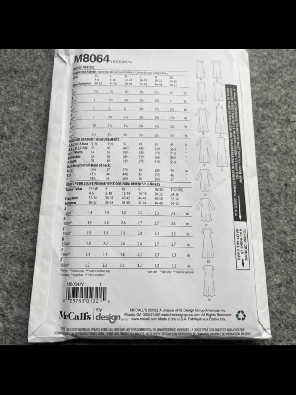 Mccalls 8064 dress pattern XS-M